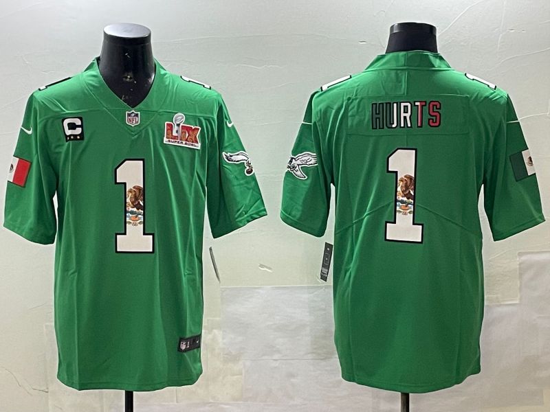 Men Philadelphia Eagles #1 Hurts Green three generations 2025 Nike Vapor Limited NFL Jersey style 22->philadelphia eagles->NFL Jersey